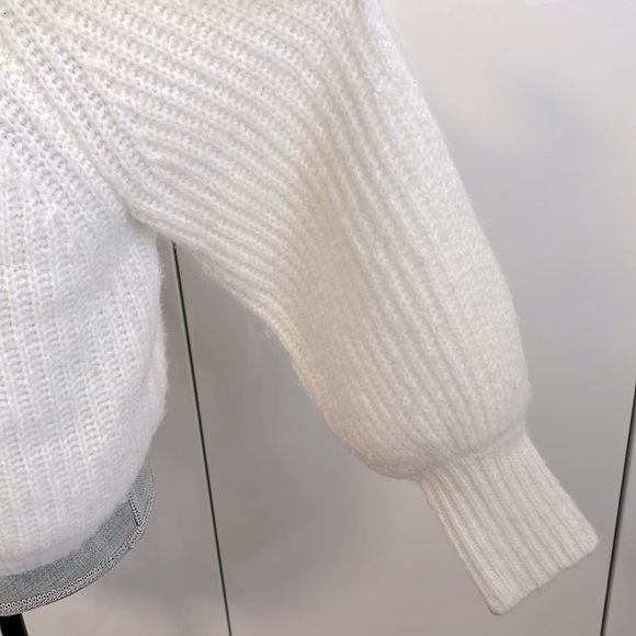 Cream Mock Neck Sweater Bell Sleeve, Size L - Picture 3 of 9